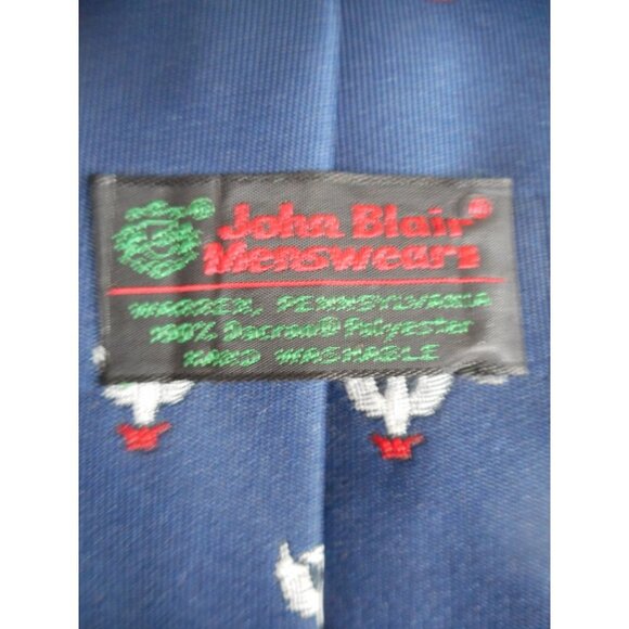 Vintage Blue Necktie Tie DoubleHeaded Bird over crown Made in PA USA - Picture 2 of 4